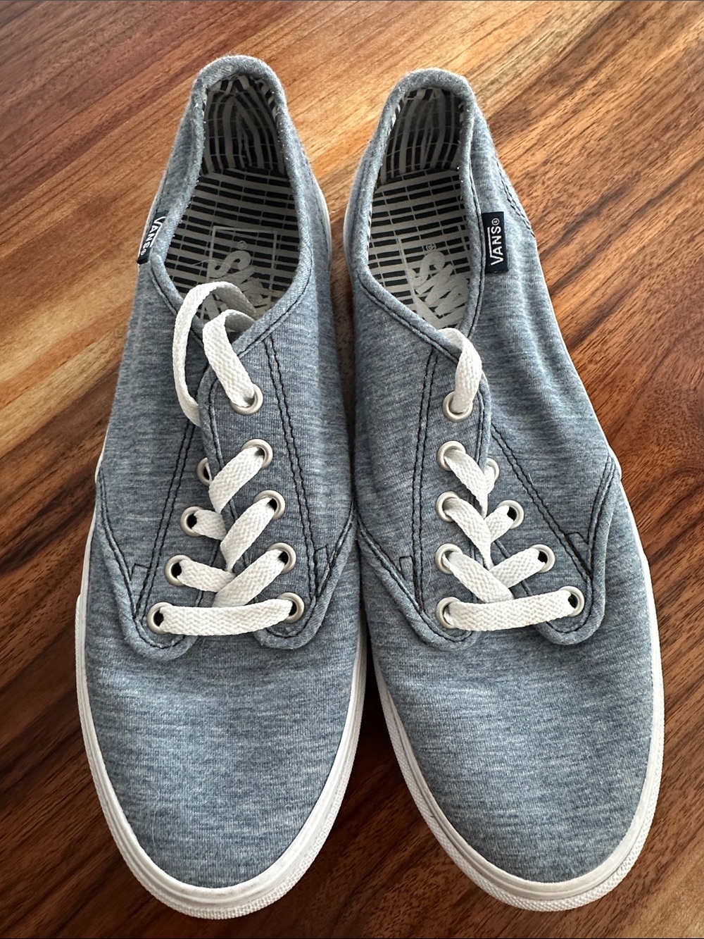 Vans Blue-Gray Canvas Low-Top Sneakers with White Laces